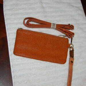 LAUDI VIDNI Rust Colored Leather Crossbody/Wristlet Purse